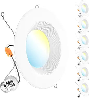 Sunco 6 Pack 6 Inch Retrofit LED Recessed Lights, 5CCT, 13W=100W, Dimmable