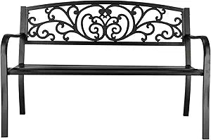 Outdoor Park Bench Chair Patio Park Bench,50" Outdoor Garden Bench, Outdoor Benches Front Porch Outdoor Furniture, Front Porch Bench, Patio Seating Sturdy Bench Easy to Install 50" L x 19" W x 34" H