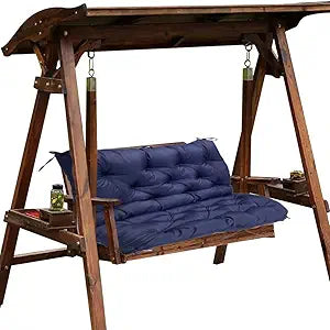 Swing Replacement Cushions with Backrest Outdoor Waterproof Overstuffed Bench Cushion 2-3 Seater for Garden Patio Furniture (60 X 40 Inch, Navy)