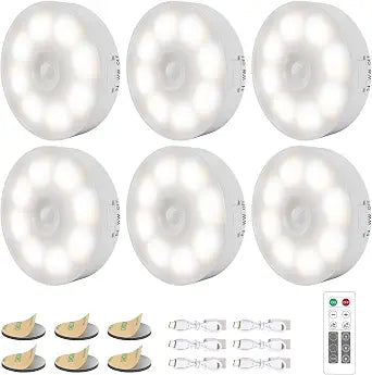 6 Pack Under Cabinet Lights, Wireless Motion Sensor Light Puck Light