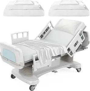 Hospital Bed Sheets Set for Home Use and Hospital 6 Piece, Include 2 Fitted Sheets 36"84"14", 2 Flat Sheets and 2 Pillowcases, White