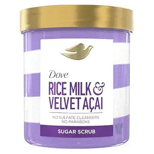 Dove Sugar Body Scrub For Women, Velvet Acai & Rice Milk, 15 oz