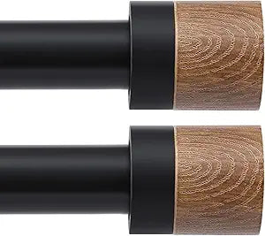 Wood Curtain Rods for Windows 48 to 84 Inches(4-7ft),1 inch Adjustable Window Curtain Rods with Imitation Wood Grain Finials,Heavy Duty Decorative Drapery Rod for Bedroom,Kitchen and patio 2 Pack
