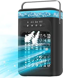 Portable Air Conditioner, 2026 Upgrade Evaporative Mini Portable AC Unit with 3 Adjustable Speed 2-4H Timer & 7-Color LED, Compact Cooling Fan for Bedroom, Home, Office, Small Rooms