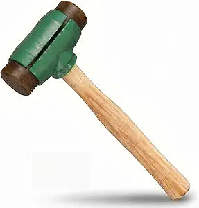Size 4 Split Head Rawhide Mallet Hammer 4.0 Lbs 2 Inch Diameter Rawhide Leather Hammer Mallet with Hickory Textured Grip Handle for Metalworking Woodworking Leatherworking Jewelry Making