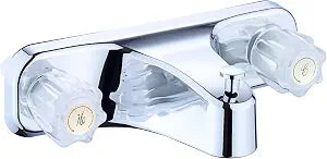 Mobile Home RV Tub Shower Center-Set Faucet, 8 inch, 2-Handle, Chrome with Clear Acrylic Handles