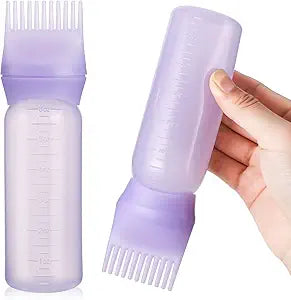Pimoys 6Oz Root Comb Hair Dye Oil Applicator Bottles for Scalp, Purple
