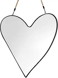 Santa Barbara Design Studio Hanging Mirrors Heart-Shaped Black Metal Framed Mirror, 16" x 18", Rustic Heart