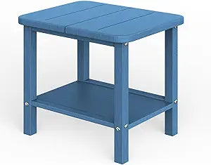 Patio Side Table, Small Rectangular HDPE Adirondack End Table for Outdoor Use in Pool, Garden, Lawn, Backyard,Navy