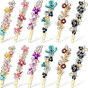 WILLBOND 12 Pcs Vintage Flower Hair Pins Women Barrette Bobby Pins
