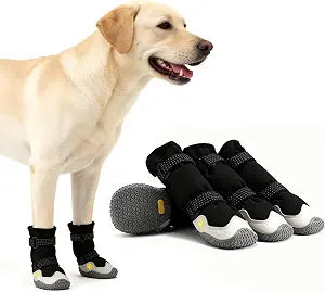 Dog Boots for Winter Snowy Day Water-Resistant Dog Shoes for Small Medium Large Dogs Paw Protectors for Outdoor Hiking Walking (Black, 1# (Width 1.6inch) for 14-23lbs)