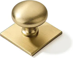 khtumeware 10 Pack 1-1/2 Inch Diameter Brushed Brass Cabinet knobs with Backplate,Satin Gold Vintage Backplate for Cabinet knobs and Drawer knobs, Bi-Fold Door Knobs