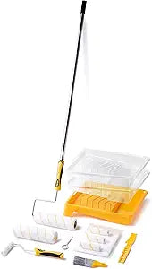 VOOMEY Paint Roller Kit with Extension Pole - 9 Inch Paint Roller with Tray, Mini Paint Roller 4 inch, Small Paint Brush, 16 Piece Complete Painting Tool Set Suitable for House & Wall Painting