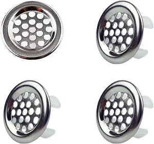 4 Pack Sink Overflow Trim-Ring Stainless Steel Bathroom Kitchen Basin Hole Insert, Honeycomb Round Cap (Silver)
