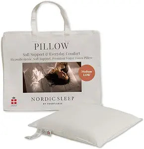 FOSSFLAKES Bed Pillow 20x26 Standard Medium-Low for Stomach, Side Sleepers | Soft medium-low loft Fossflakes bed pillow for stomach sleepers; hotel-quality comfort with supportive patented fill