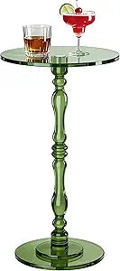 Acrylic Side Table, Classic Roman Column Pedestal End Table for Living Room, Bedroom,BalconyEasy Assembly (Green, Large)