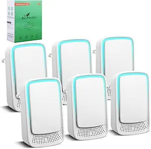 6 Pack Plug In Air Ionizers, Quiet Operation Air Freshener for Home, Office, Bedroom, Kitchen, Garage Room, Portable Air Purifiers, Pets Smell - Air Cleaner (White)