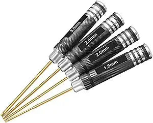 4pcs 1.5mm 2.0mm 2.5mm 3.0mm Hex Screw Driver Set Titanium Hexagon Screwdriver Wrench Tool Kit for Multi-Axis FPV Racing Drone RC Quadcopter Helicopter Car Models