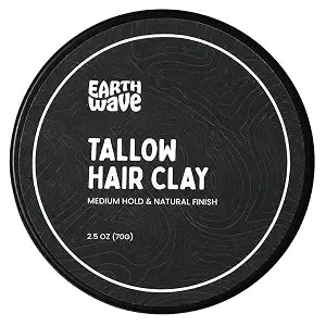 Earth Wave All Natural Tallow Hair Clay for Men & Women – Medium Hold Matte Finish Styling Pomade, Made with Grass-Fed Tallow & Natural Ingredients, Supports Healthy Hair & Scalp, Made in USA, 2.5 oz