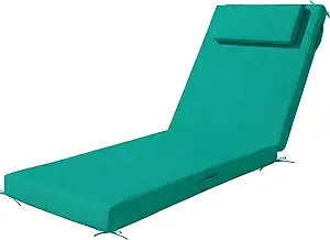 Outdoor Chaise Lounge Cushions, 71x21 Inch Olefin Water & Fade Resistant Pool Lounge Chair Cushions, Patio Sun Lounger Pad with Pillow & Straps for Patio, Pool, Deck, Lawn, Lake Blue