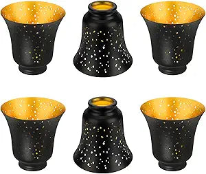 Ceiling Fan Light Covers, 6 Pack Pendant Light Shade Replacement with 1-5/8" Fitter, ALUCSET 4.5" Height and 4-3/4" Diameter, Metal Bell Shaped Cover for Chandelier Pendant Light Wall Sconces Series