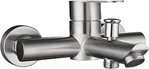 Tecmolog Stainless Steel Bathroom Shower Tub Faucet Wall-Mounted, Brushed Nickel, SNA516