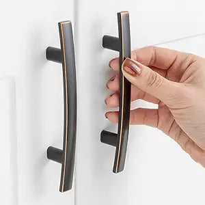 30 Pack 3 Inch Hole Centers, Curved Oil Rubbed Bronze Cabinet Pulls Brushed Bronze Cabinet Handles Bronze Kitchen Hardware for Cabinets ZP2204 Drawers Bedroom Dresser Bathroom Vanity Cupboard