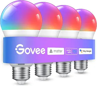 Govee Smart Light Bulbs, A19 Color Changing Light Bulb, 800 LM, E26 Base