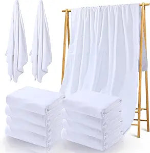 Breling 8 Pieces Sublimation Blank Bath Towel Microfiber Polyester Thick Towel Absorbent White Towel for Sublimation DIY Home Bathroom, 60 x 27 Inch