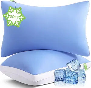 MEELUS Silky Soft Down Alternative Bed Pillows Standard Size Set of 2 | Luxury Dorm, Hotel, for Side Back Stomach Sleepers, Gusseted Supportive for Sleeping, Machine Washable, Cooling Blue, 20 x 26