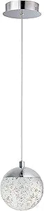 ET2 Lighting Orb II 1-Light Pendant | Polished Chrome Finish | Steel & Bubble Glass | Modern Hanging Pendant Light for Kitchen Islands | Adjustable Cord Suspension | E24261-91PC
