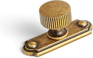 Goo-Ki Antique Brass Zinc Alloy Cabinet Knob with Backplate - Single Hole Center Cabinet Pull Hardware for Bedroom, Kitchen, 2 Pack9596-C
