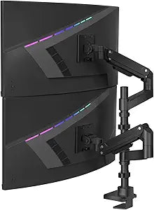 WALI Dual Monitor Mount for Ultrawide Heavy Duty Curved Monitor Stacking, Dual Monitor Arm Fits 17-49 Inch for Ultrawide Screens up to 44lbs, 49 inch Monitor Arm, Black