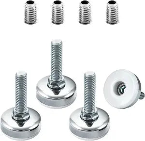 POWERTEC Threaded Leveling Feet 4PK with 3/8"-16 Threaded Inserts, Heavy Duty Adjustable Furniture Levelers with Large Nylon Foot for Cabinets, Benches, Tables & More (71189)