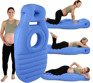 Inflatable Pregnancy Pillow, Full Body Maternity Airbed/Float with Hole for Tummy, The Best Pregnancy Pillow for Sleeping Prone, Maternity Pillow and Pregnancy Must Haves, Blue