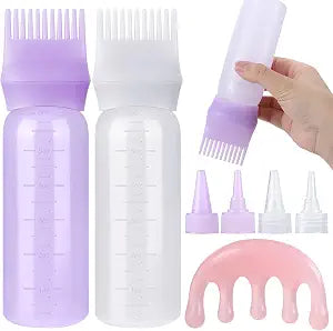 Pimoys Root Comb Hair Dye Oil Applicator Bottles For Scalp, Purple White