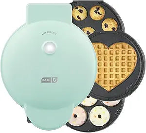 Dash MultiMaker Treat Maker System - Make Mini Donuts, Cupcakes & Heart-Shaped Waffles - Interchangeable Plate Design - dishwasher safe Parts for Easy Cleanup - Aqua