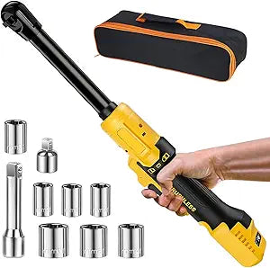 3/8" Cordless Electric Ratchet Wrench Compatible with DeWalt 20V MAX Batteries-5 Adjustable Torque 20/45/60/70/80 FT-LBS,6.6" Extended Reach for Automotive Repair & DIYers (Tool Only)