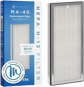 Medify MA-40 Genuine Replacement Filter for Allergens, Smoke, Wildfires, Dust, Odors, Pollen, Pet Dander | 3 in 1 with Pre-filter, True HEPA H13 and Activated Carbon for 99.9% Removal | 1-Pack