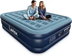 Lavisx Queen Air Mattress with Built in Pump 18" Blow Up Mattress Raised Air Bed, 3 Mins Quick Self Inflatable with Storage Bag for Guest and Home