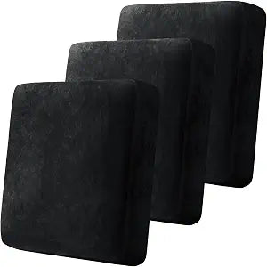 Black Velvet Stretch Couch Cushion Cover, 3 Pcs