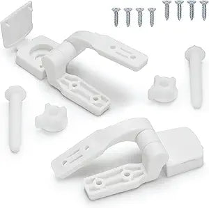 White Plastic Toilet Seat Hinge Replacement with Bolts Screw and Nuts