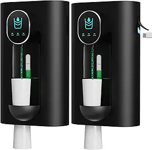 Automatic Mouthwash Dispenser 18.26 oz Touchless Mouthwash Dispenser for Bathroom Magnetic Cup USB Rechargeable and 3 Dispensing Levels with Led Screen Wall-Mounted or Countertop Use-Black 2Pack