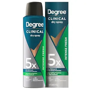 Degree Clinical Antiperspirant Deodorant Dry Spray, Intense Fresh, 3.8 oz