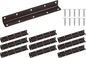 uxcell 20PCS Corner Brace, 7.87x0.98x0.98 Inch Stainless Steel Shelf l Brackets Rust Resistant Heavy Duty l Brace Angle Bracket for Shelves Furniture Window Cabinet, Bronze