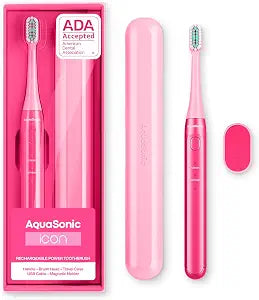 Aquasonic Icon Micro-Vibrating Manual Toothbrush-ADA-Accepted-Electric Pink
