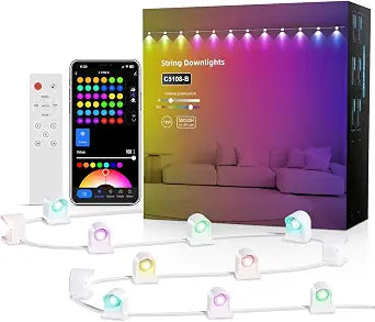 APPECK RGB String Downlights Indoor for Bedroom 30ft, with 30 LED Wall Lamp