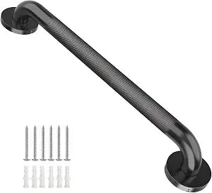 Shower Grab Bars for Seniors, 18 Inch Matte Black Bathroom Handle for Wall, Stainless Steel Anti Slip Bathtub Safety Bar, ADA Compliant 500 LBS Hand Rail for Elderly, Handicap