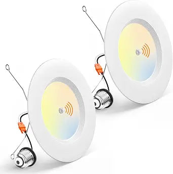 Amico 5/6 Inch Motion Sensor LED Recessed Can Lights, 5CCT, 2 Pack