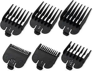 Clipper Guards Set Compatible with Most Wahl Clippers, Clipper Guides Replacement - 1/16" to 1/2", 6 Piece Set, Black Color
